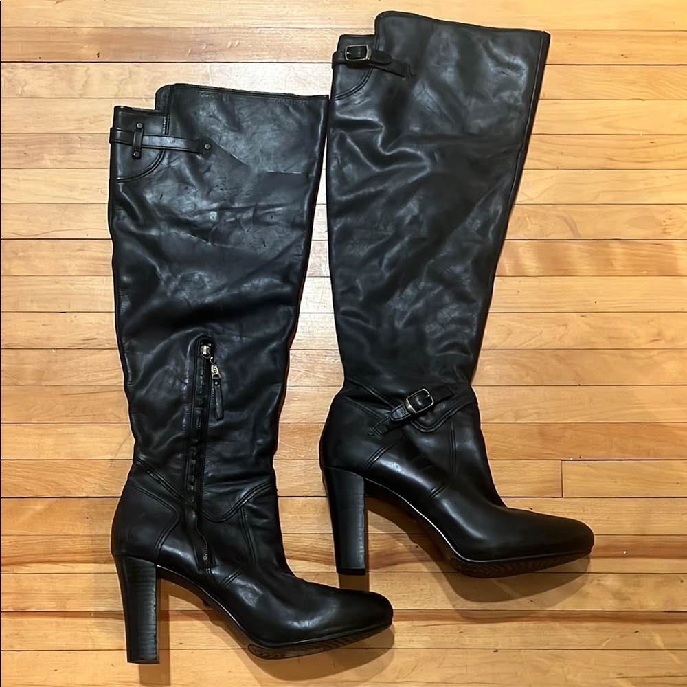UGG Adyson black leather over the knee boots with zip up size 11